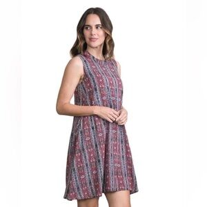 SIMPLY Noelle Womens Print Trapeze Sleeveless Keyhole Back Dress Small/Medium